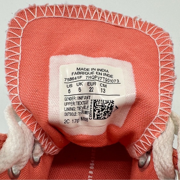 Converse Kids CTAS HI All Star High Top Bright Violet Sunblush Size 6 Infant - Picture 7 of 10